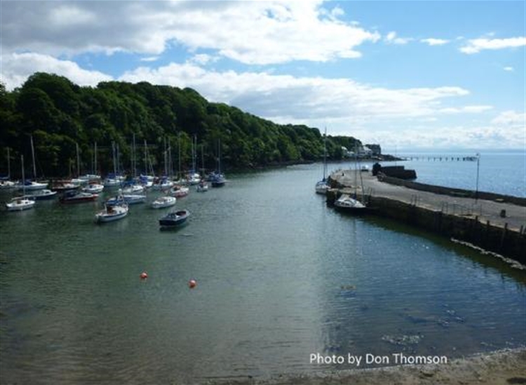 Aberdour harbour wall looking Eastwards