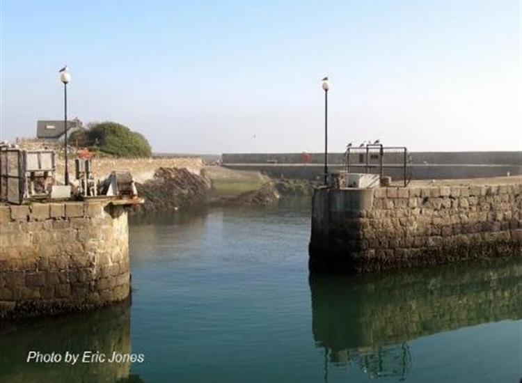 Annalong looking out through inner harbour entrance