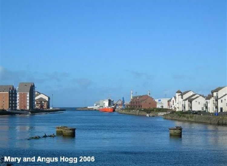 Looking out of the Harbour, Residents berths on the left, visitors pontoon on the right