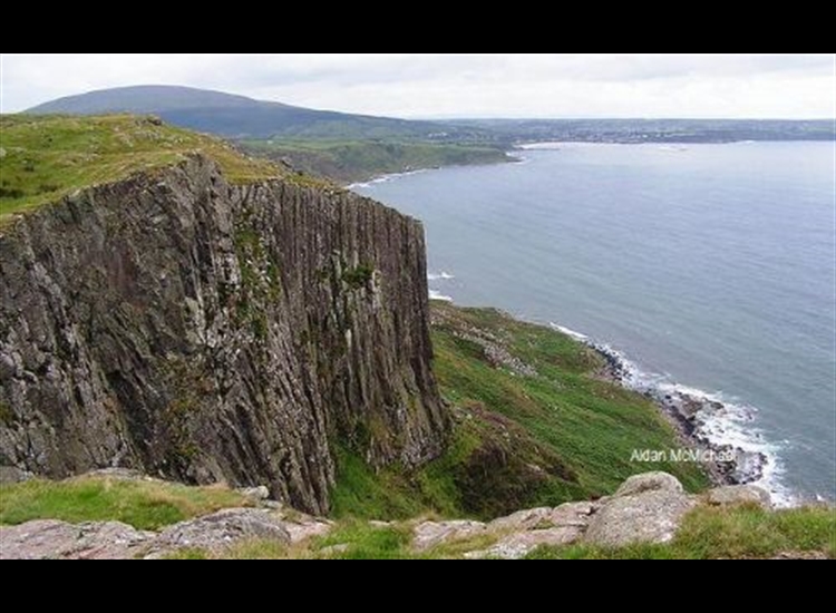 Ballycastle Bay from Fairhead with Ballycastle in distance