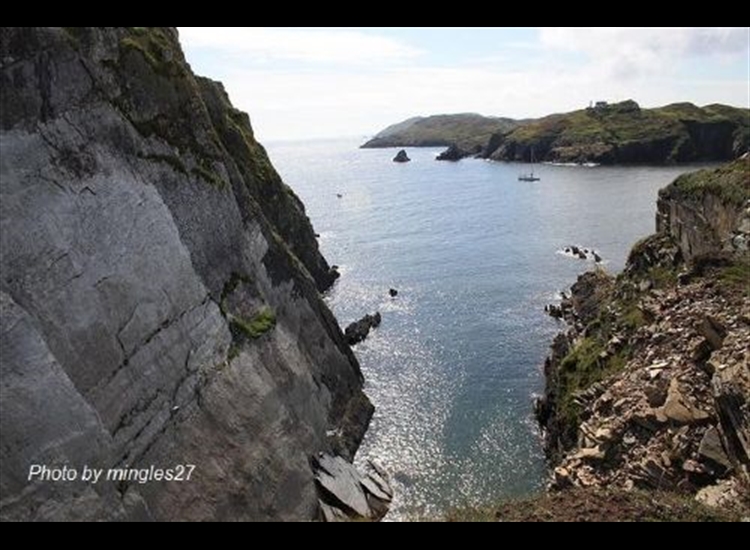 Baltimore. View across entrance from Broad Cove with Barrack Pt Light house on Headland