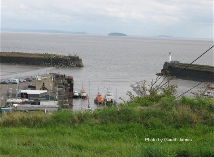 Barry Harbour entrance with Steep Holme in the distance