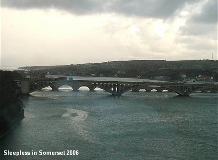 Looking to Sea from Berwick, Docks are to Right before reaching the Low Bridge