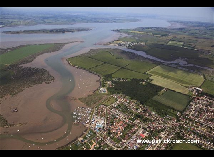 Blackwater marina looking NE with Osea Island top left