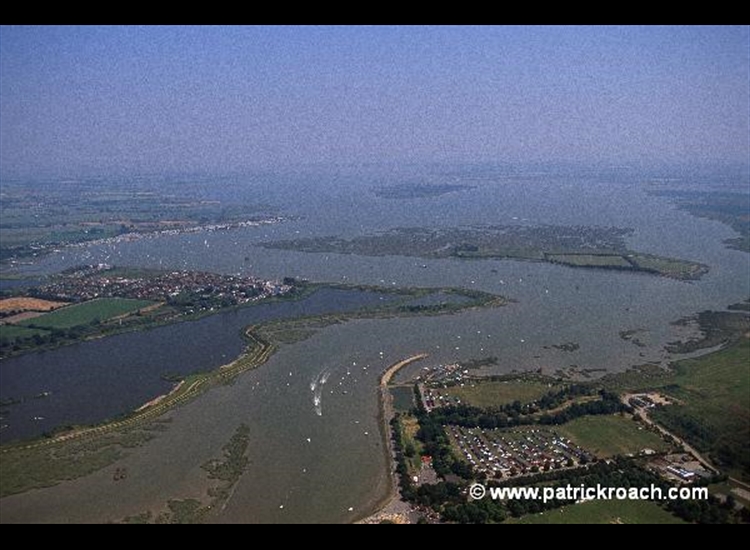 Heybridge with Osea Island hazily in the distance