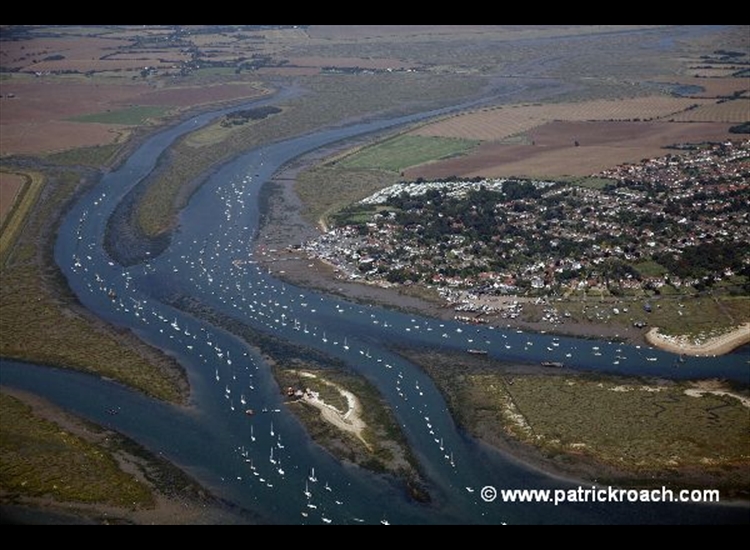 West Mersea with Packing Marsh Island centre foreground