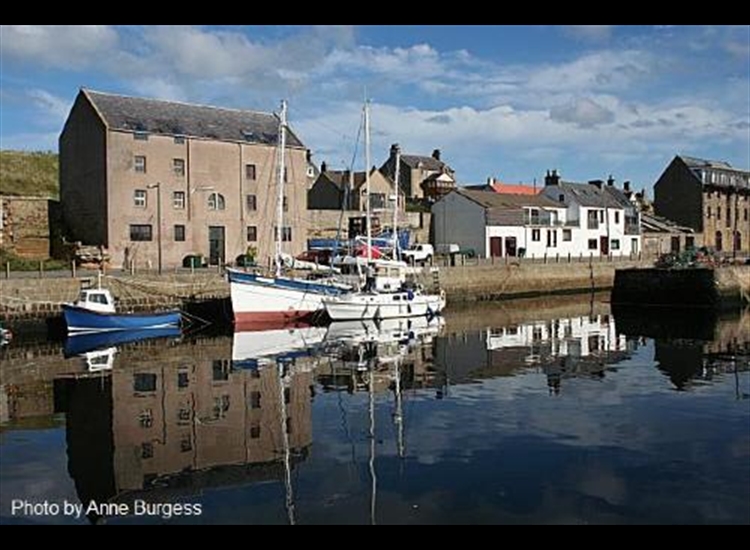 Burghead looking at the old Granary building and the ubiquitous Westerly!