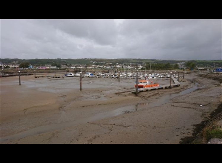 Marina with the cill gate open showing the silting problem