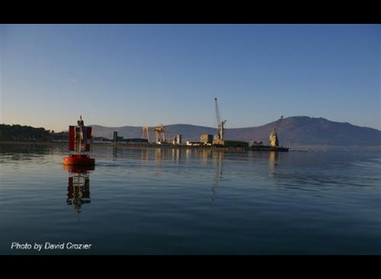 Greenore Point from the deep channel with No 12 Buoy in foreground