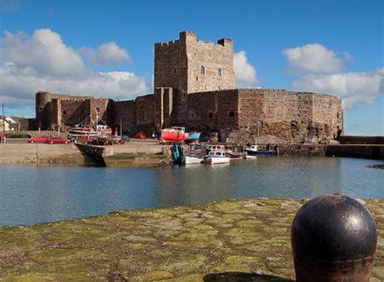 Carrickfergus Inner harbour, slip and castle.