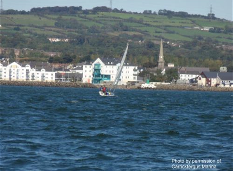 Carrickfergus looking into marina entrance from the lough