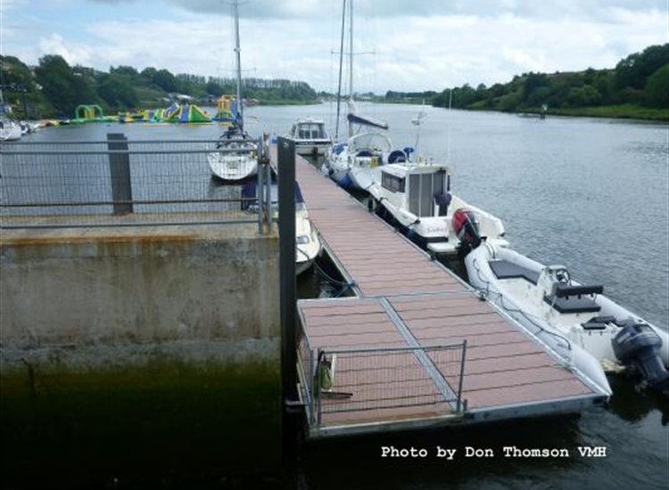 The Crannagh pontoon looking upriver towards the Adventure Park