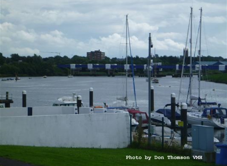 View of the railway bridge and trots from Coleraine Marina