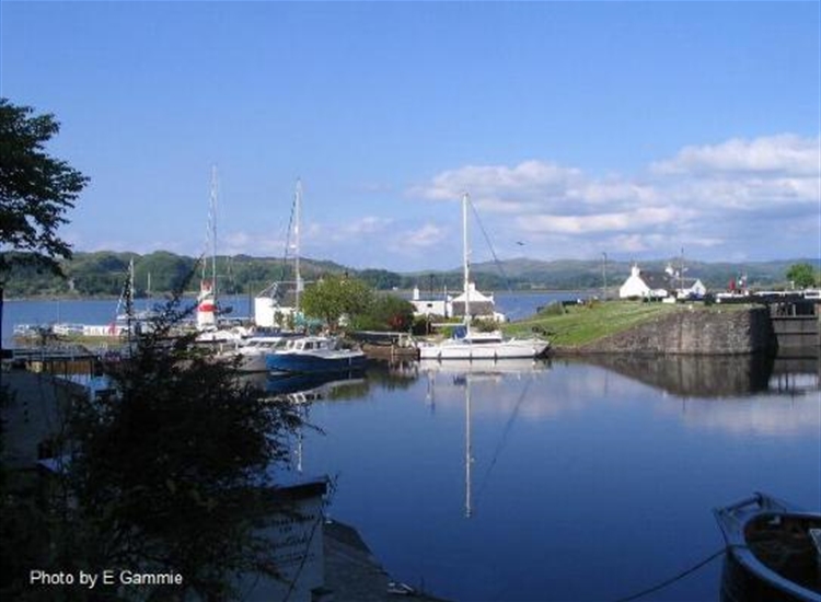 16 Crinan Canal Lock Basin with sea lock on the left and Lock 14 on right