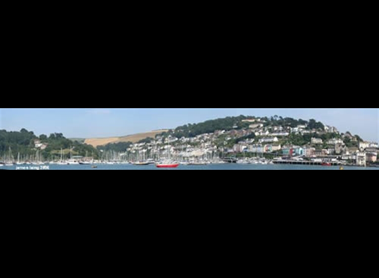 Panorama of Kingswear, Darthaven Marina, Visitors Moorings etc.