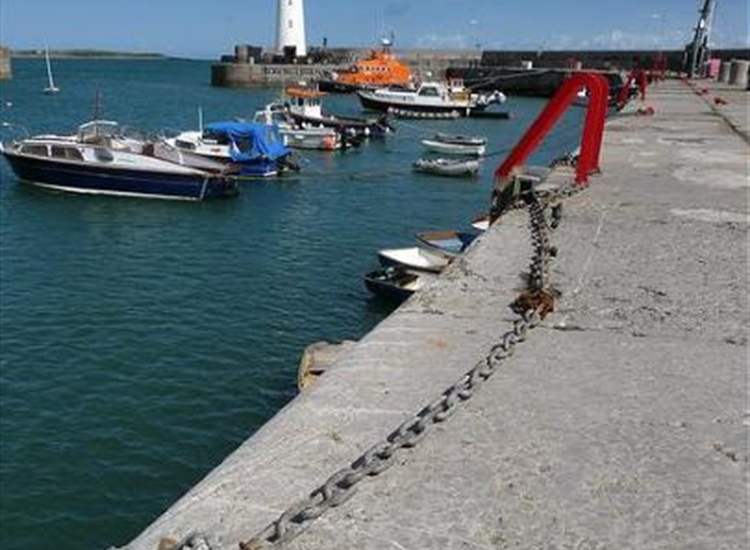 Donaghadee South wall. Note the running moorings