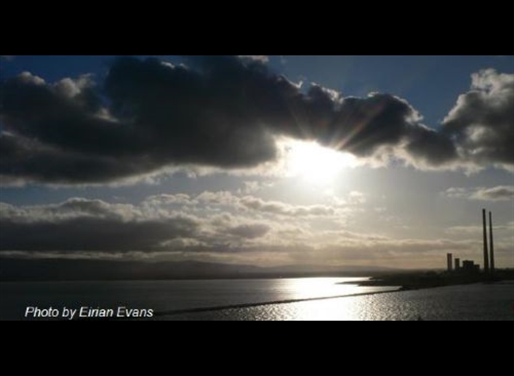 Dublin. Inbound with Poolbeg Generating Station Chimneys