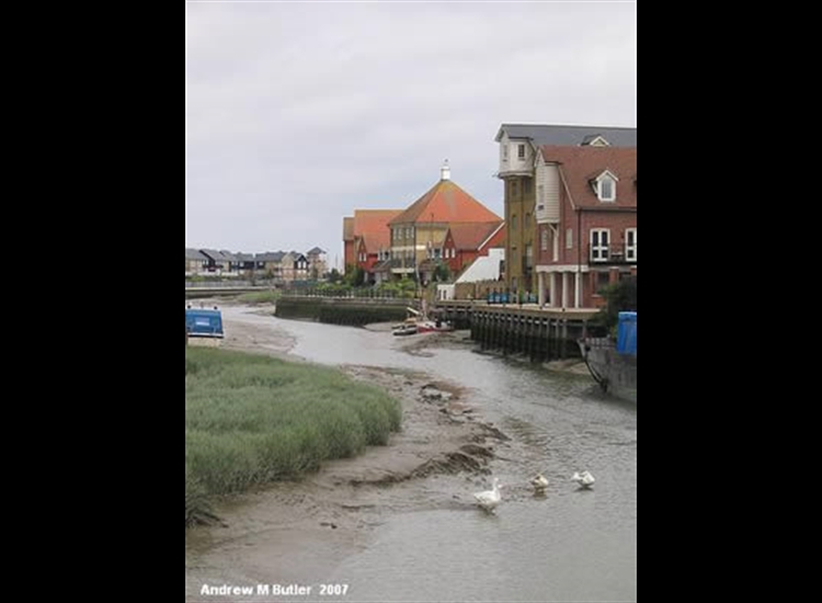 Boat on left with blue cover is on Front Brents Jetty, Town Quay  just out of photo on right, looking North