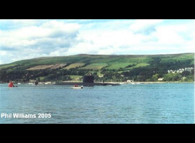 HMS Revenge transits the Rhu Narrows