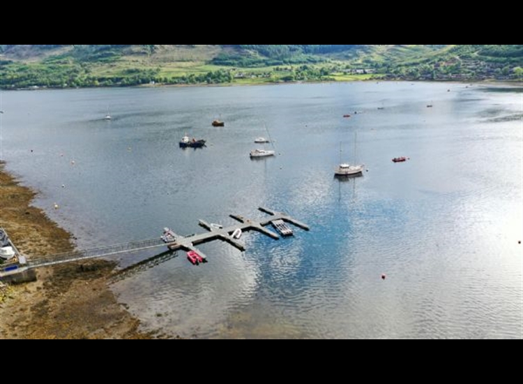 New pontoon development at Lochgoilhead with deep moorings outboard of it