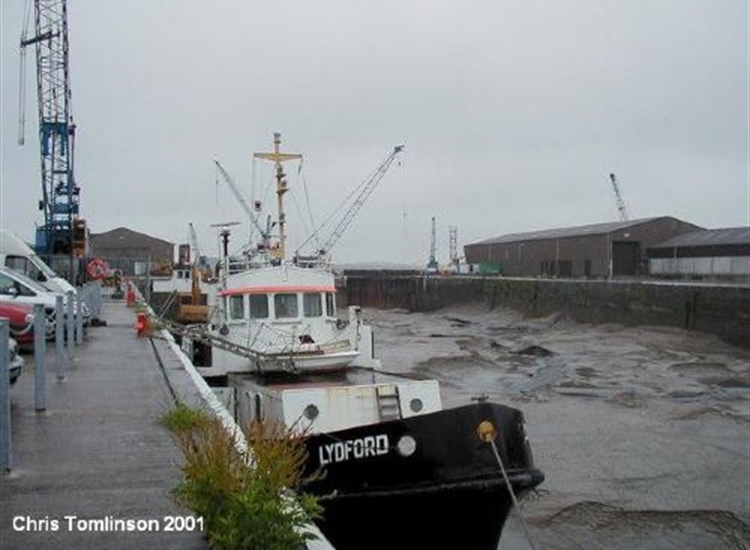 Commercial Dock, normally floating, drained for lock works