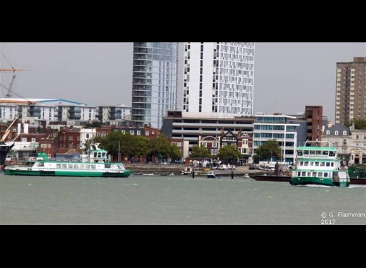 Gosport ferries- keep eye out as moving in past Ballast Beacon
