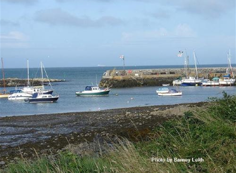 Groomsport showing visiting boat. C'mon - see the Saltire