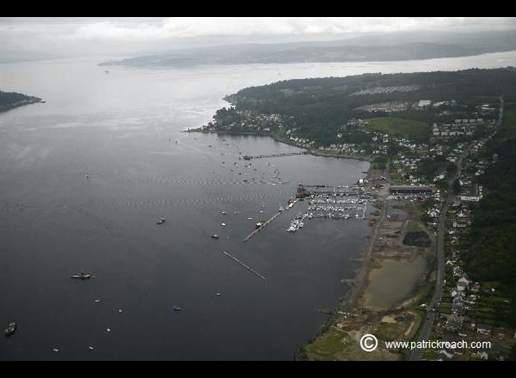 Holy Loch looking East towards the Tail o' the Bank top left