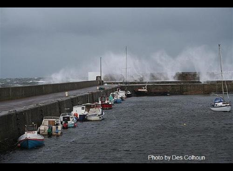 7. Hopeman in rough weather before the central pontoons were installed