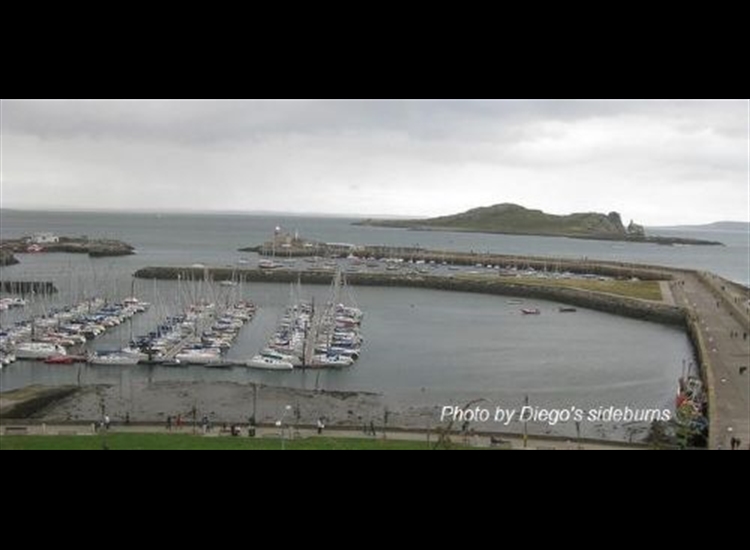 Howth Marina +outer harbour moorings with Ireland's Eye & Lambay Island