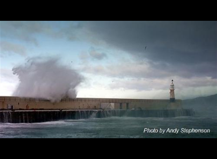 Peel. Outer Breakwater in a North Westerly