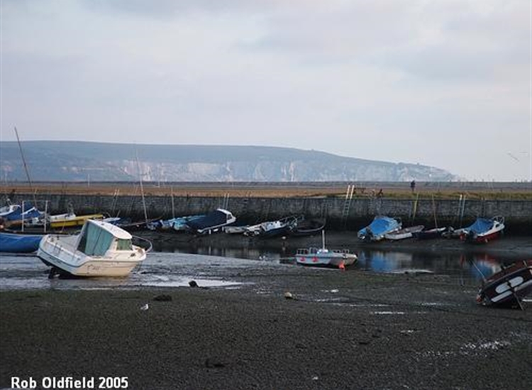 Keyhaven Quay,  IoW in background