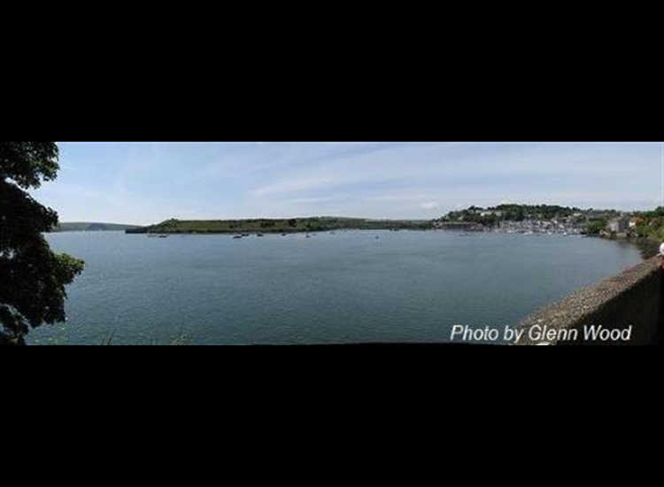 Kinsale Harbour looking North to South with Blockhouse Fort centre Left
