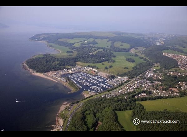 Kip Marina looking East along the Clyde to the Cloch Light House