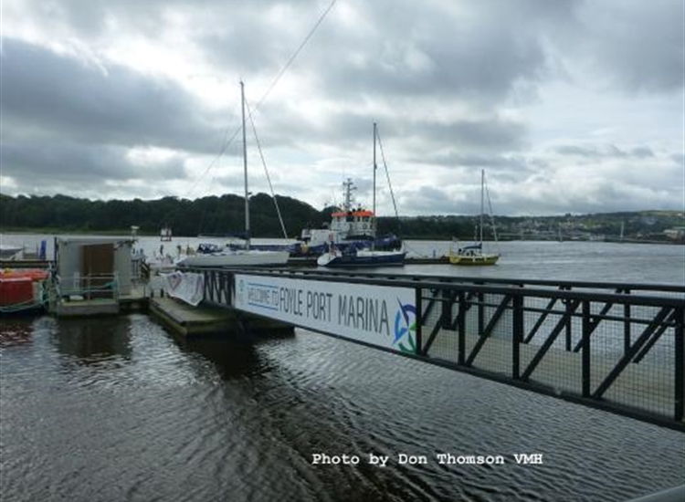 Bridge to the visitors pontoon Note the portacabin facilities
