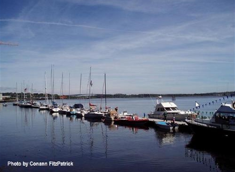 River Foyle Marina with the Foyle bridge in shot down stream