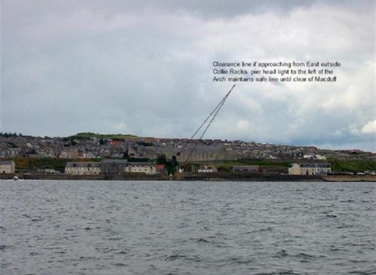 Banff Harbour giving the clearing line for the Collie Rocks from the East