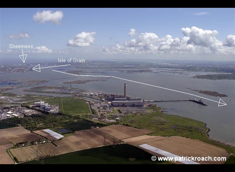 Kingsnorth Power Station looking ENE towards Isle of Grain Sheerness
