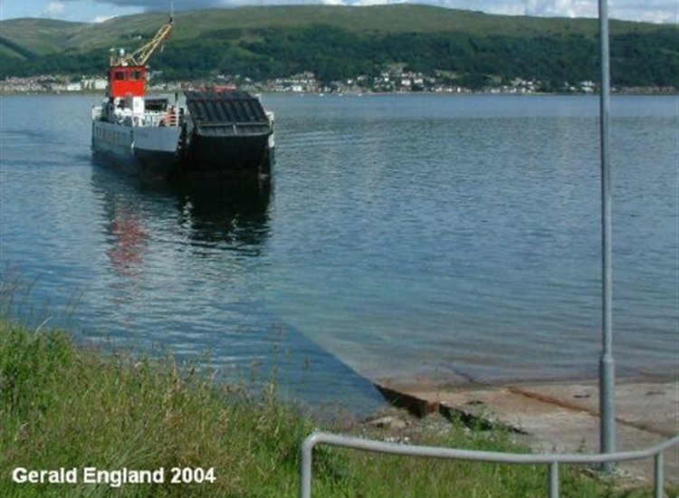 The Largs ferry arriving on Great Cumbrae, East Side