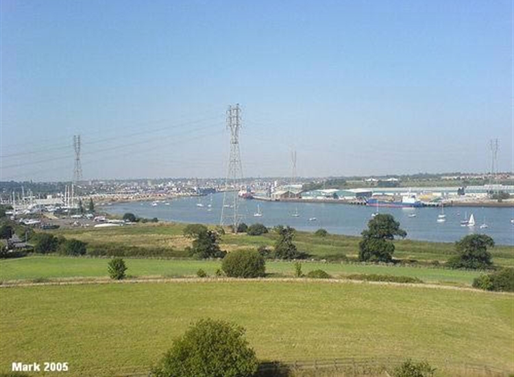 Looking Upriver, Fox's Marina on Left, Ipswich in Distance