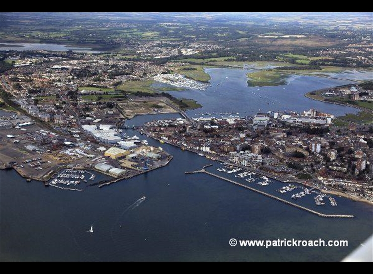 Poole Quay & Port of Poole Marinas with Cobbs Quay top centre