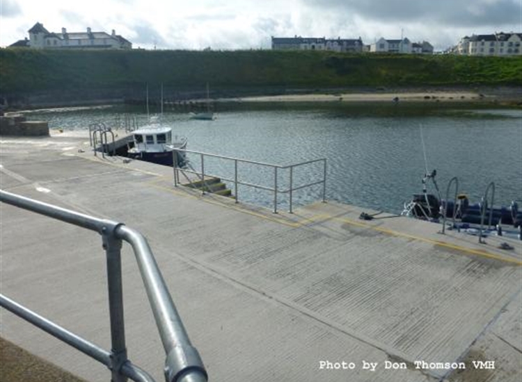 Another view of the new harbour wall at Portballintrae