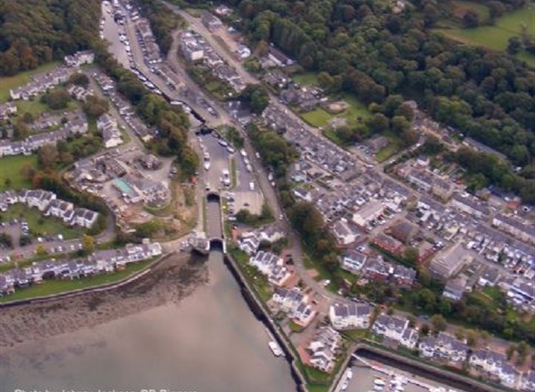 Aerial shot of Port Dinorwic Marina