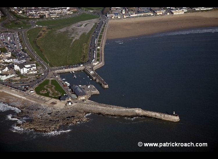 Aerial view of Porthcawl before installation of the tide gates