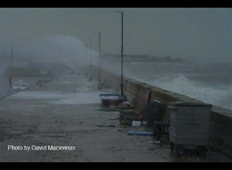 Portmahomack Pier on a windy day