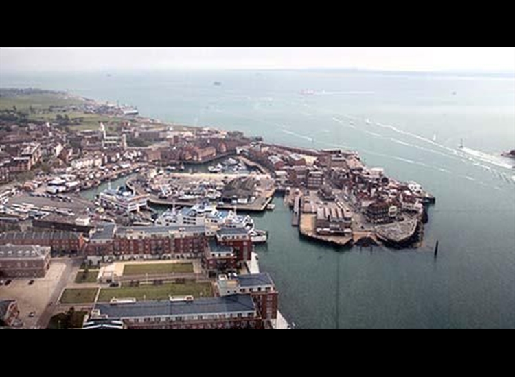 Camber docks.  East side of entrance
