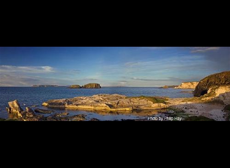 Rathlin Sound from Ballintoy with Sheep rock in foreground