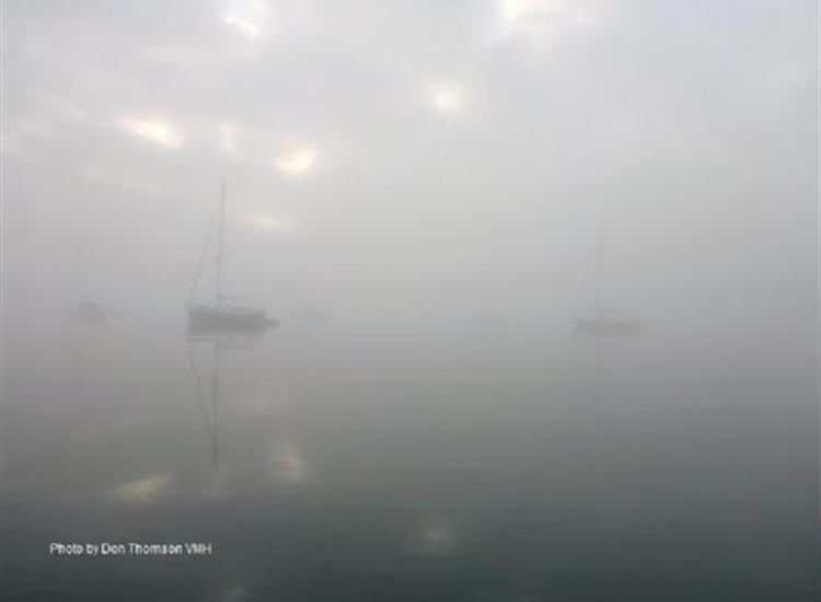 Rum A. Early morning fog in Loch Scresort