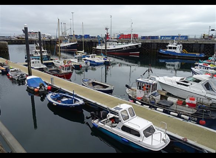 Scrabster Inner harbour pontoons looking towards the entrance