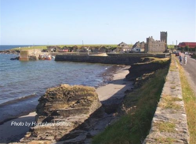 Slade Harbour from the North. Note the prominent castle
